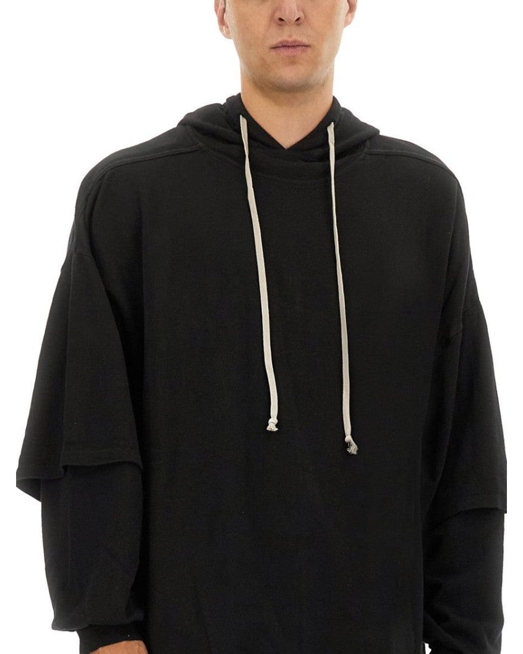 Rick Owens Black Oversized Solid Hoodie for men