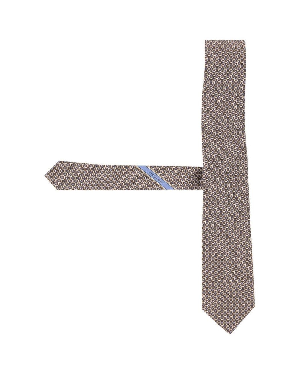 Ferragamo White Gancini Logo Tie for men