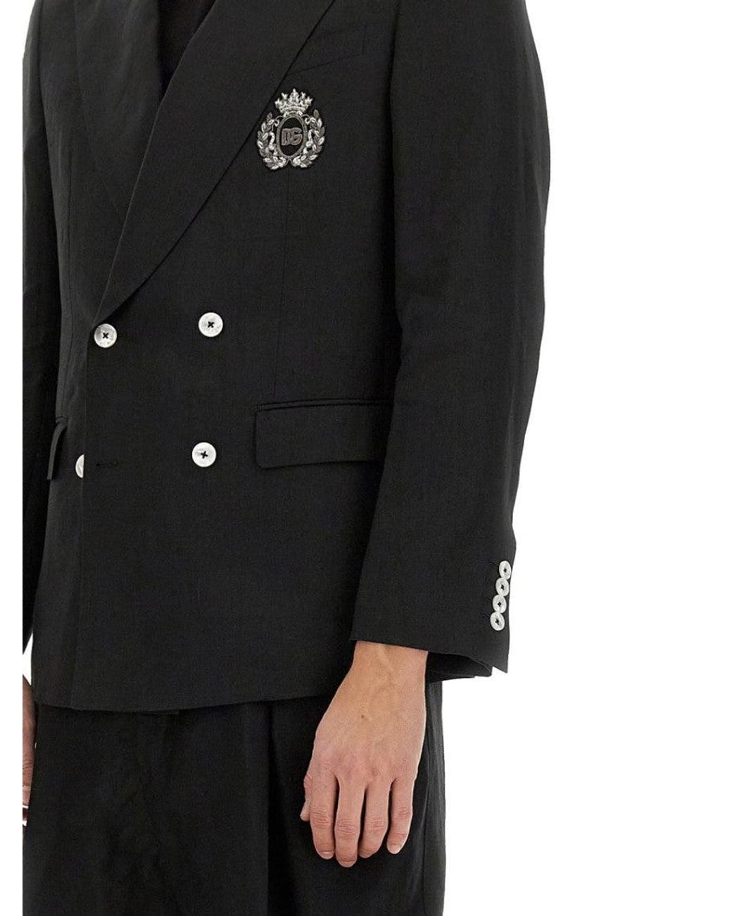 Dolce & Gabbana Black Peaked Lapel Blazer for men