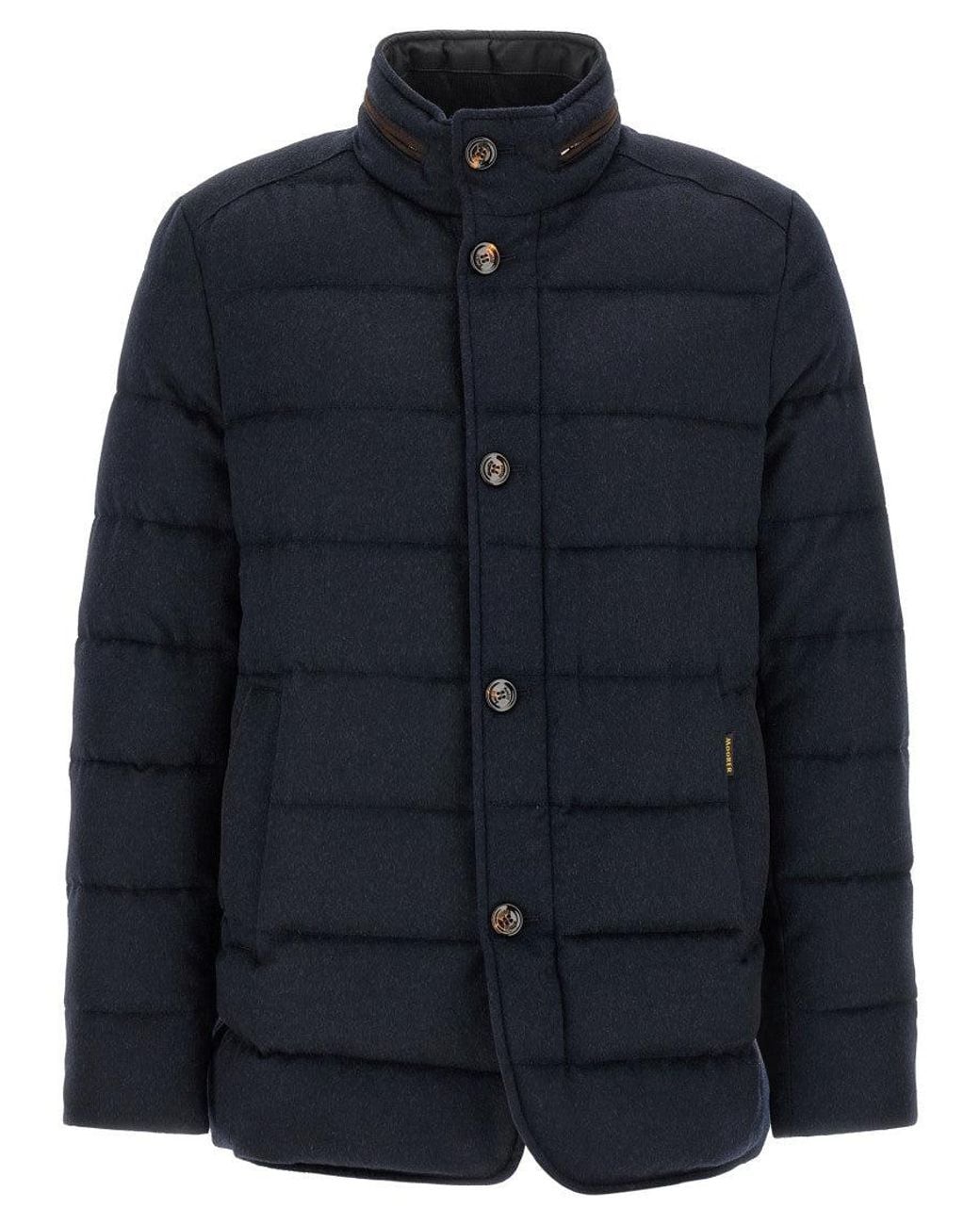 Moorer Blue Quilted Mandarin Collar Jacket for men