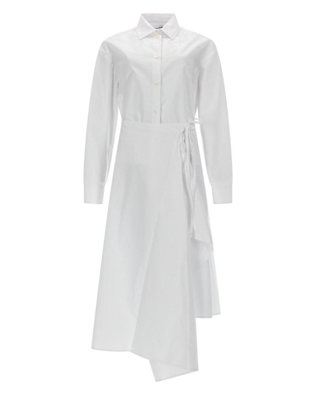 MSGM White Shirt Collar Midi Dress