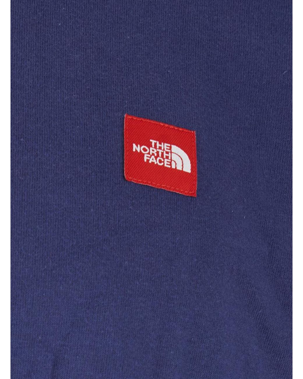 The North Face Blue Crewneck T-Shirt With Logo Patch for men