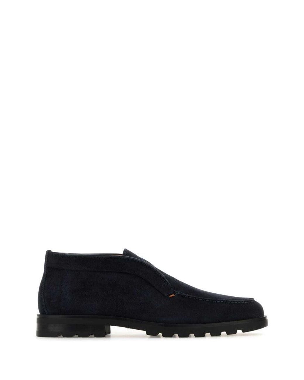 Santoni Black Suede Boots for men