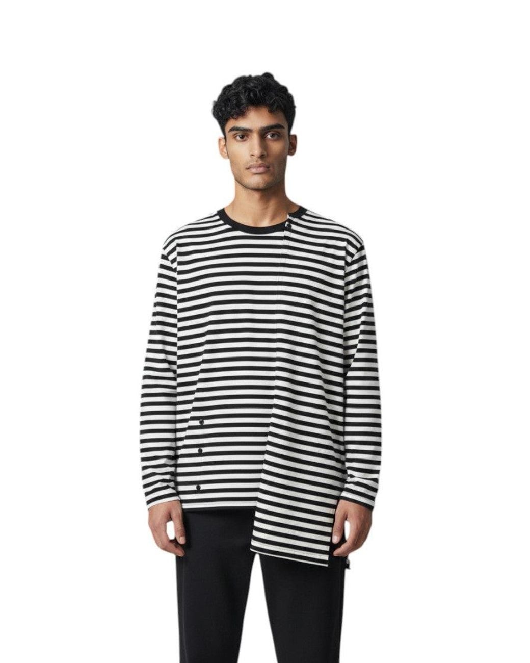 Yohji Yamamoto Blackwhite Striped T-Shirt for men