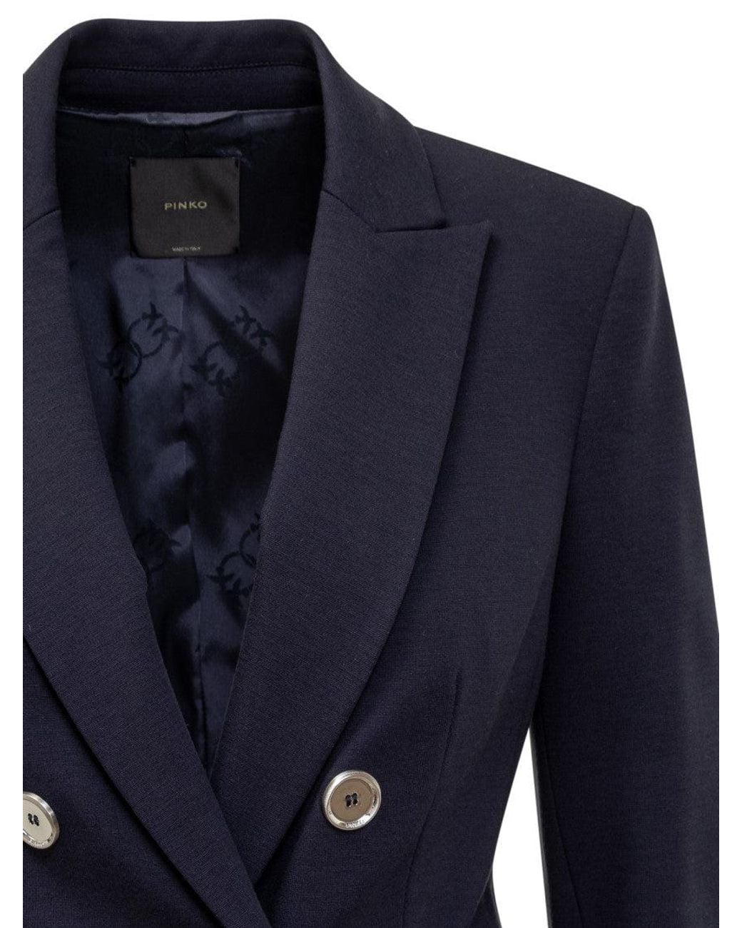 Pinko Blue Solid Notched Lapel Blazer