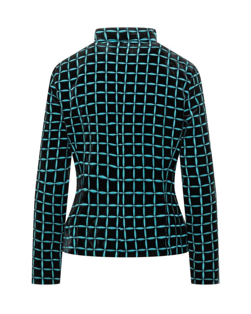 Emporio Armani Green Geometric Mock Collar Jacket