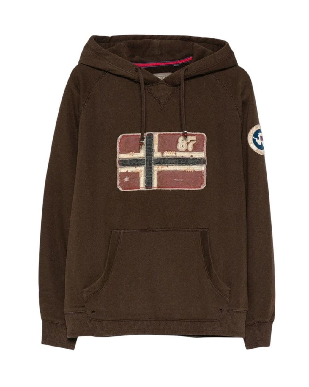 Napapijri Brown Regular Logo Hoodie for men