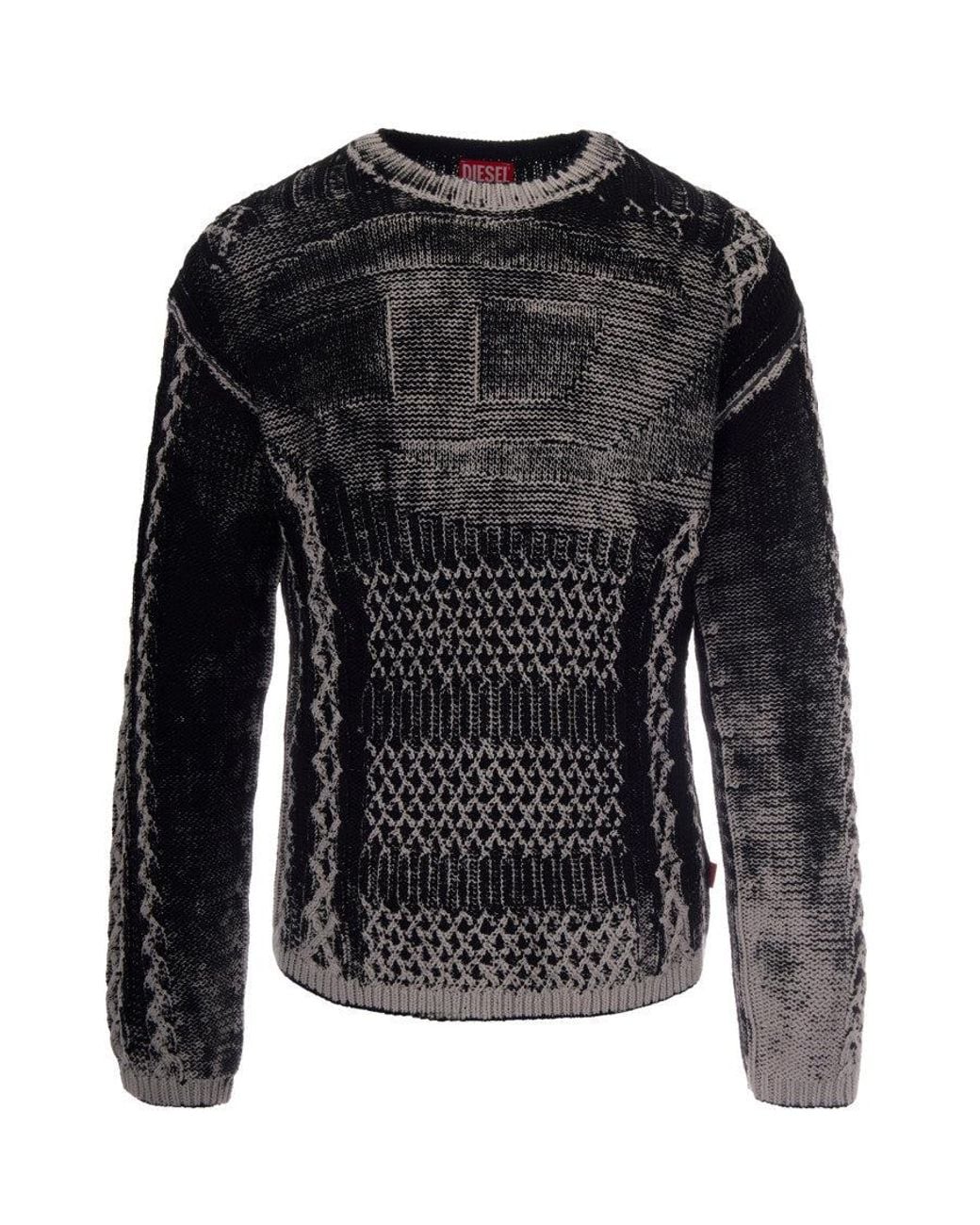DIESEL Black Crew Neck Sweater for men