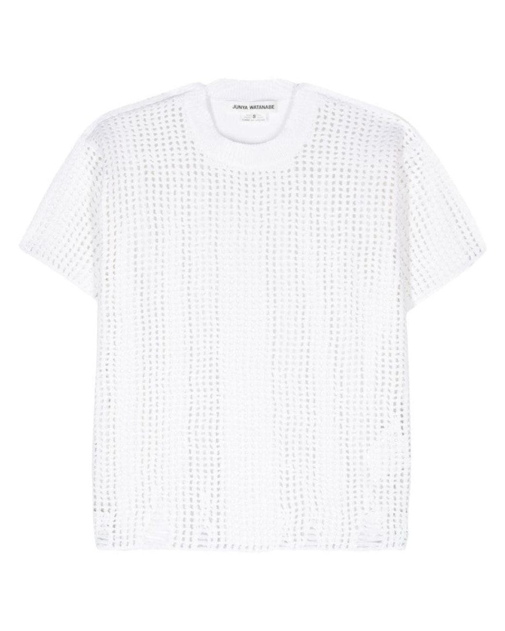 Junya Watanabe White Open-Knit Crewneck T-Shirt