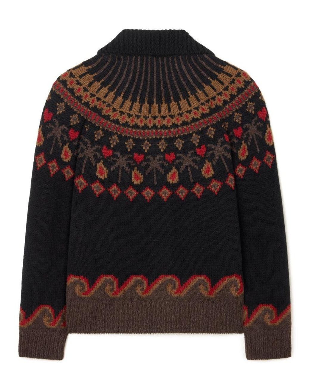 Alanui Black Geometric Shawl Neck Cardigan