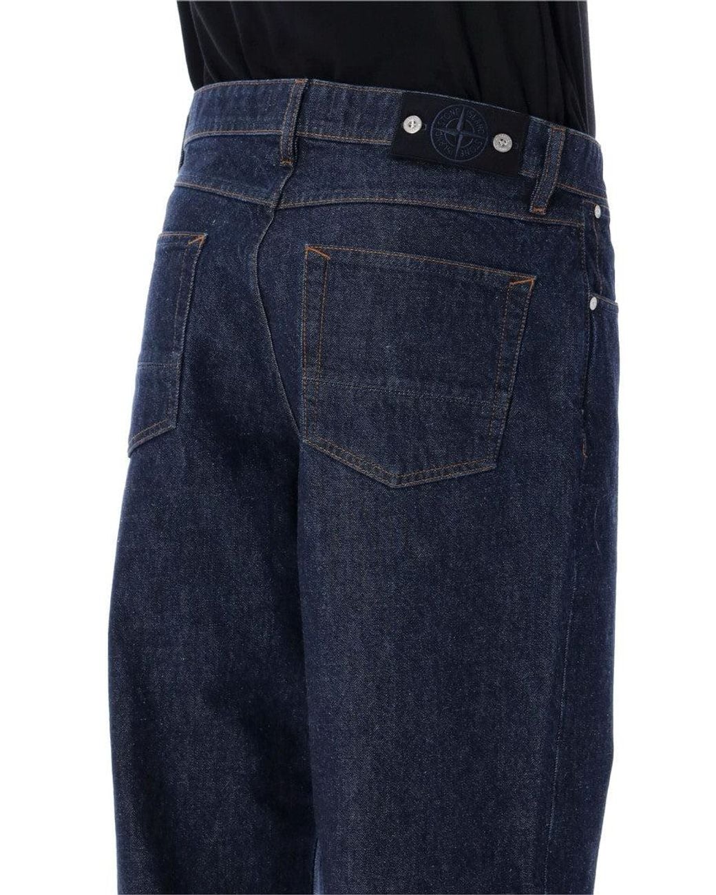 Stone Island Blue Loose Mid Rise Jeans for men