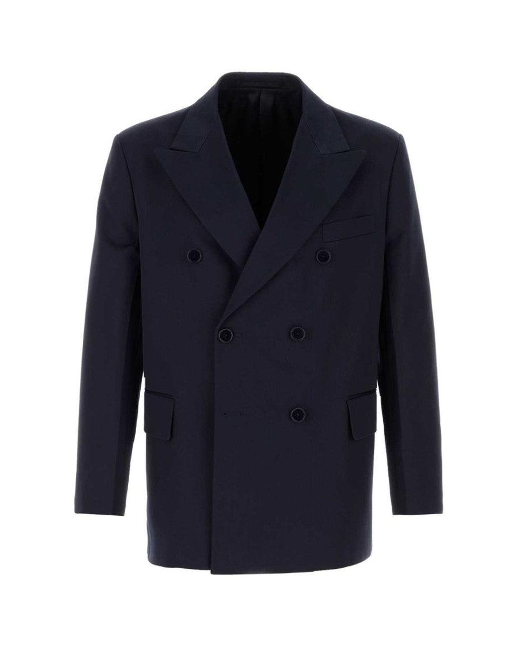 Prada Blue Peaked Lapel Blazer for men