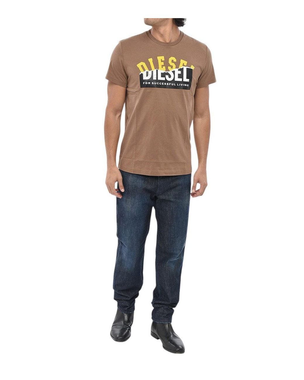 DIESEL Brown Graphic Logo T-Shirt for men