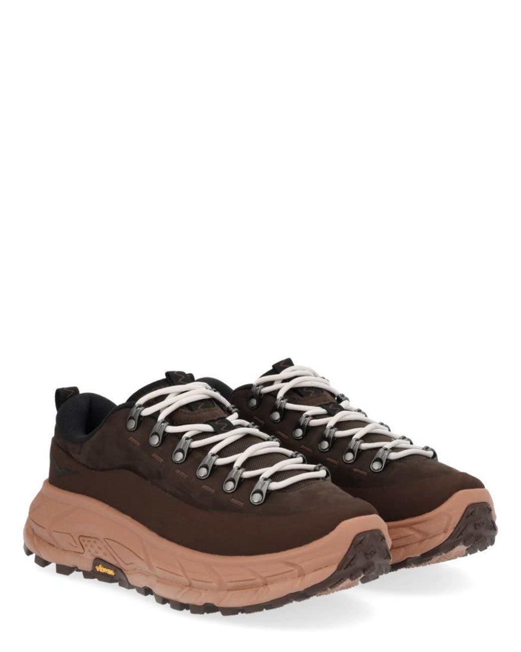 Hoka One One Brown Solid Lace Up Sneakers for men