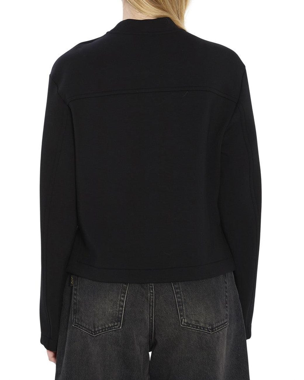 Moncler Black Solid Mock Collar Sweatshirt