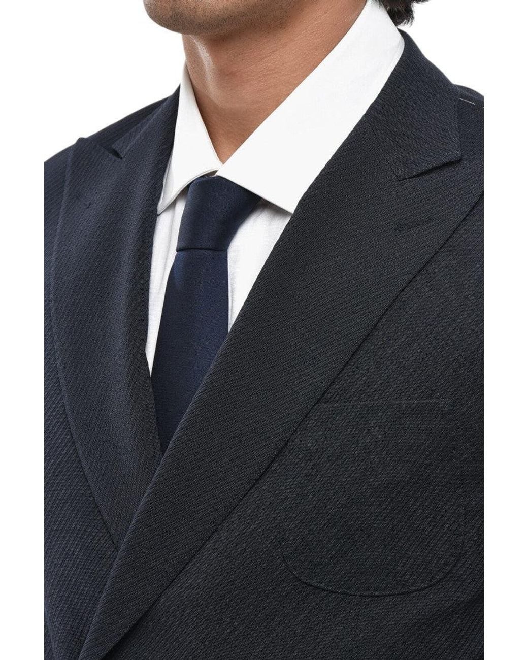 Corneliani Blue Peaked Lapel Blazer for men