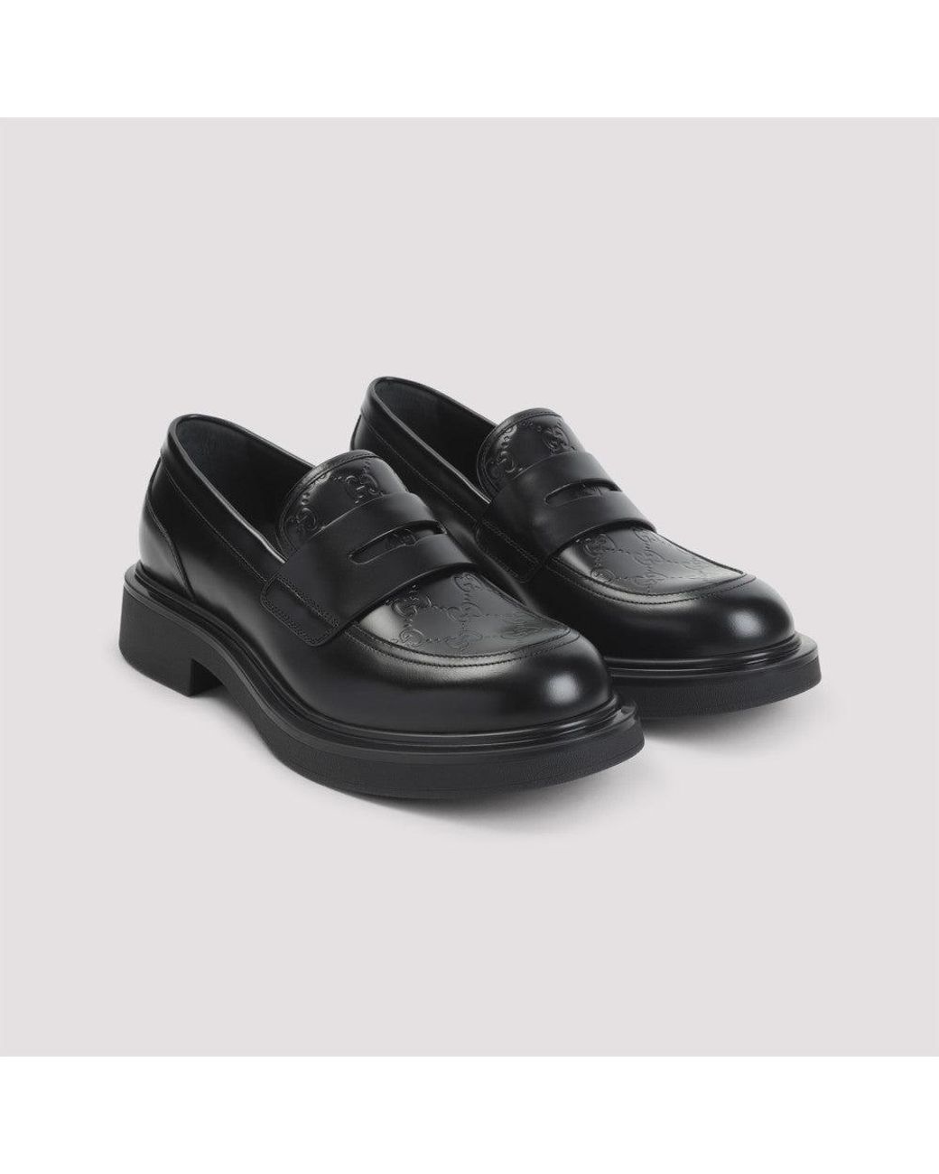 Gucci Black Enki Calf Leather Loafers for men