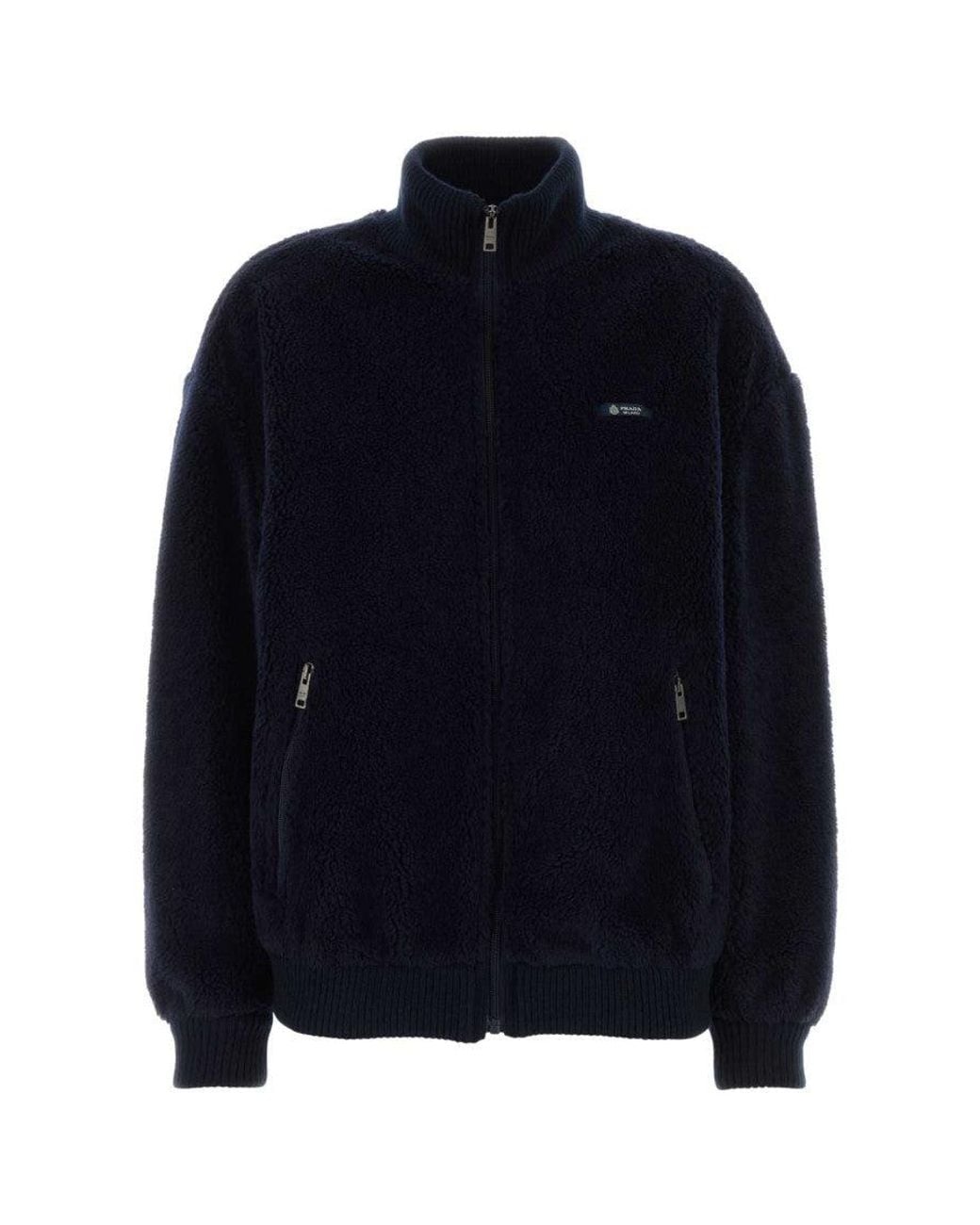 Prada Blue Dark Mock Collar Jacket