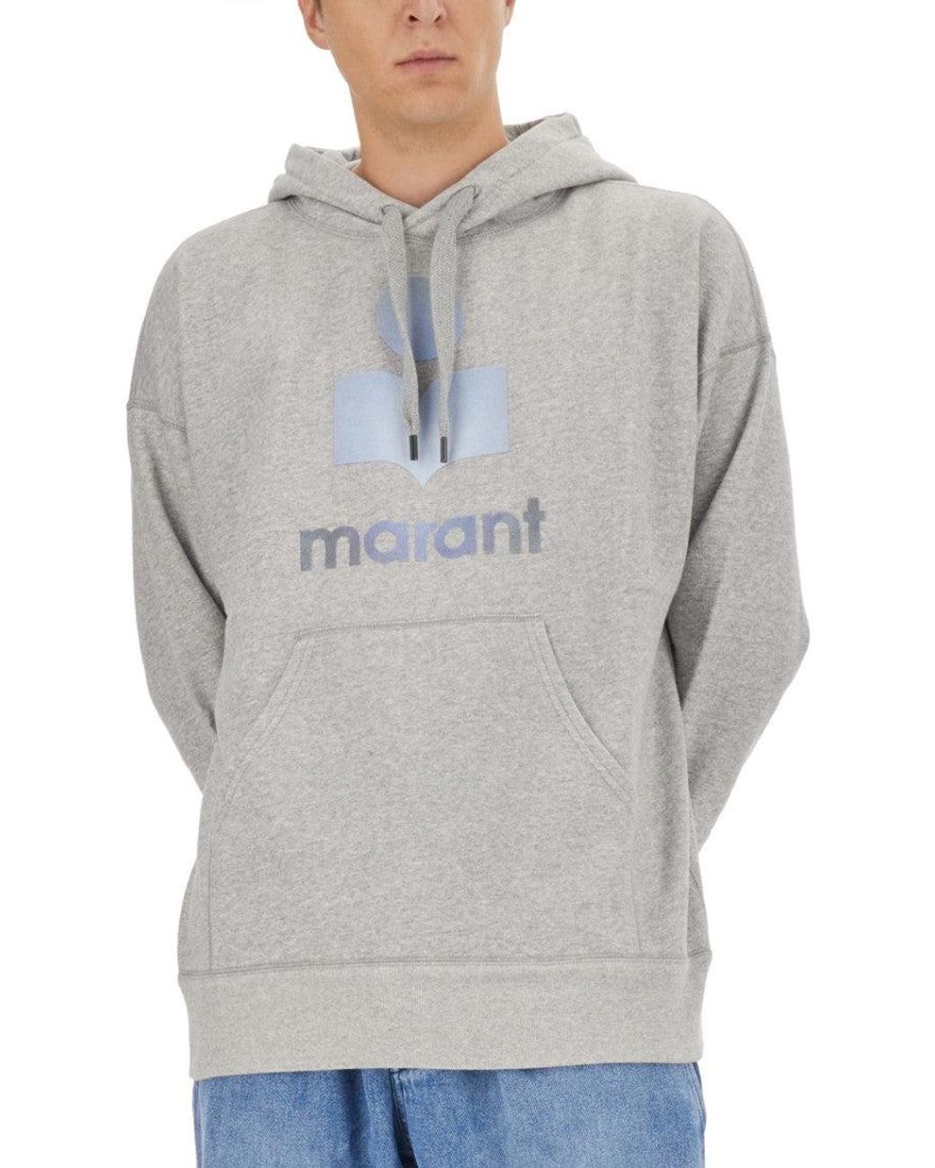 Isabel Marant Gray Logo Relaxed Hoodie for men