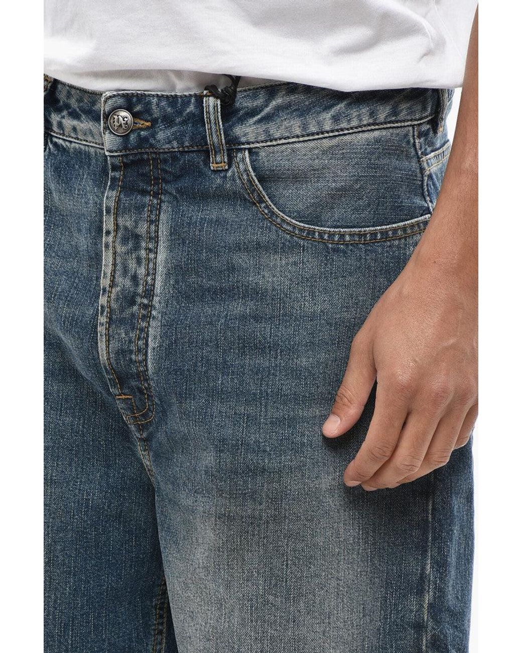 Palm Angels Blue Solid Denim Shorts for men