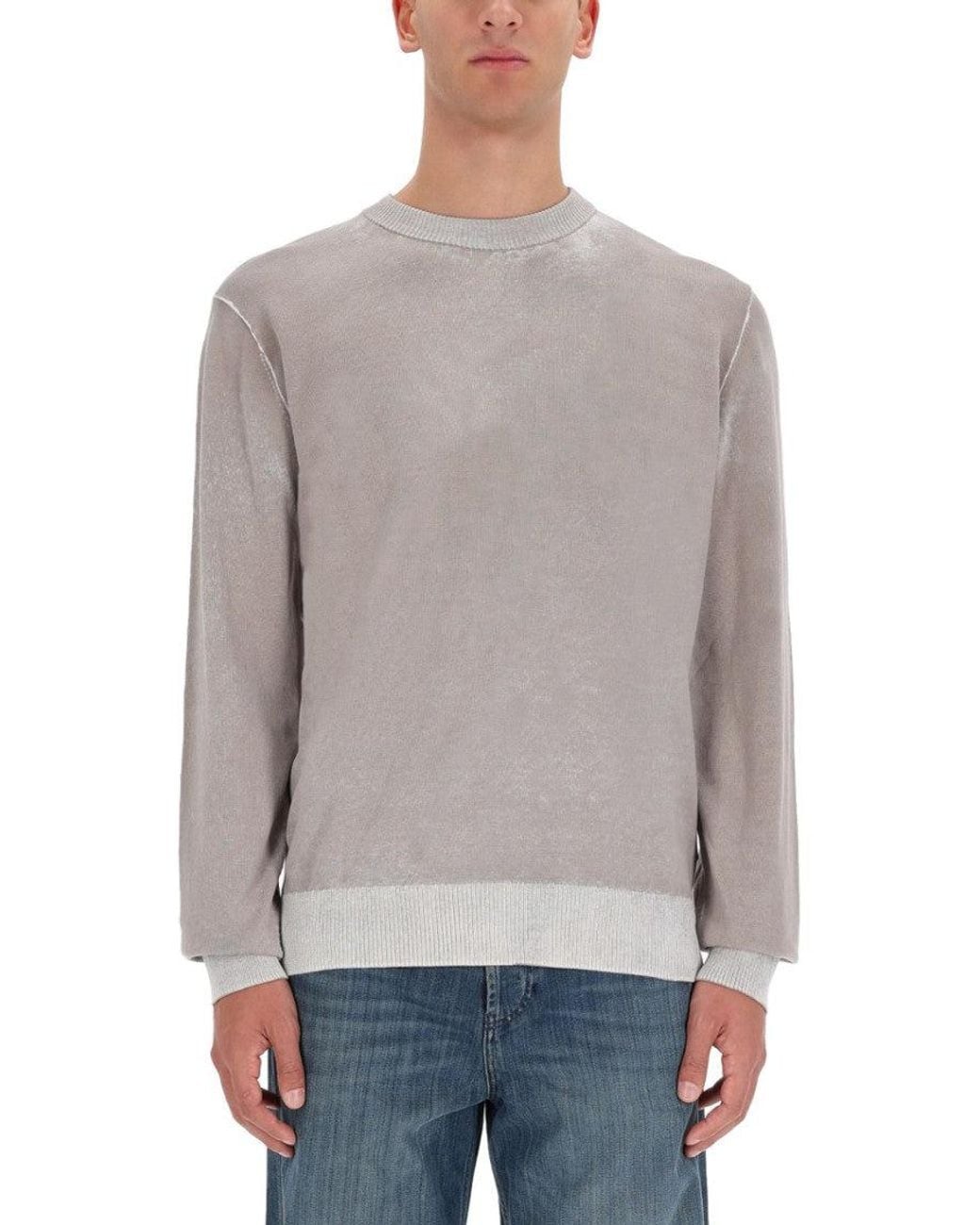 DIESEL Gray Crew Neck Sweaters for men