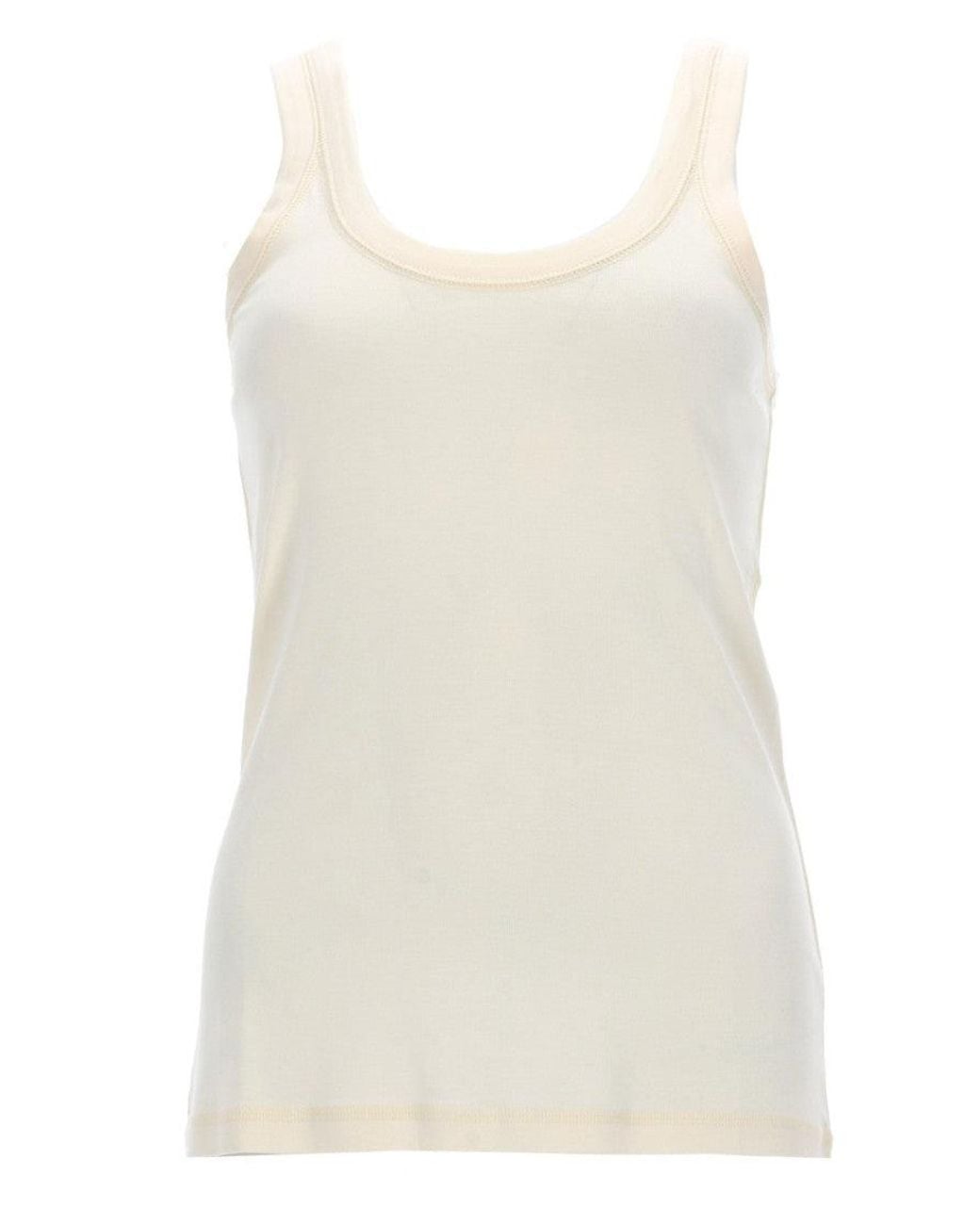 Lemaire White Solid Round Neck Top