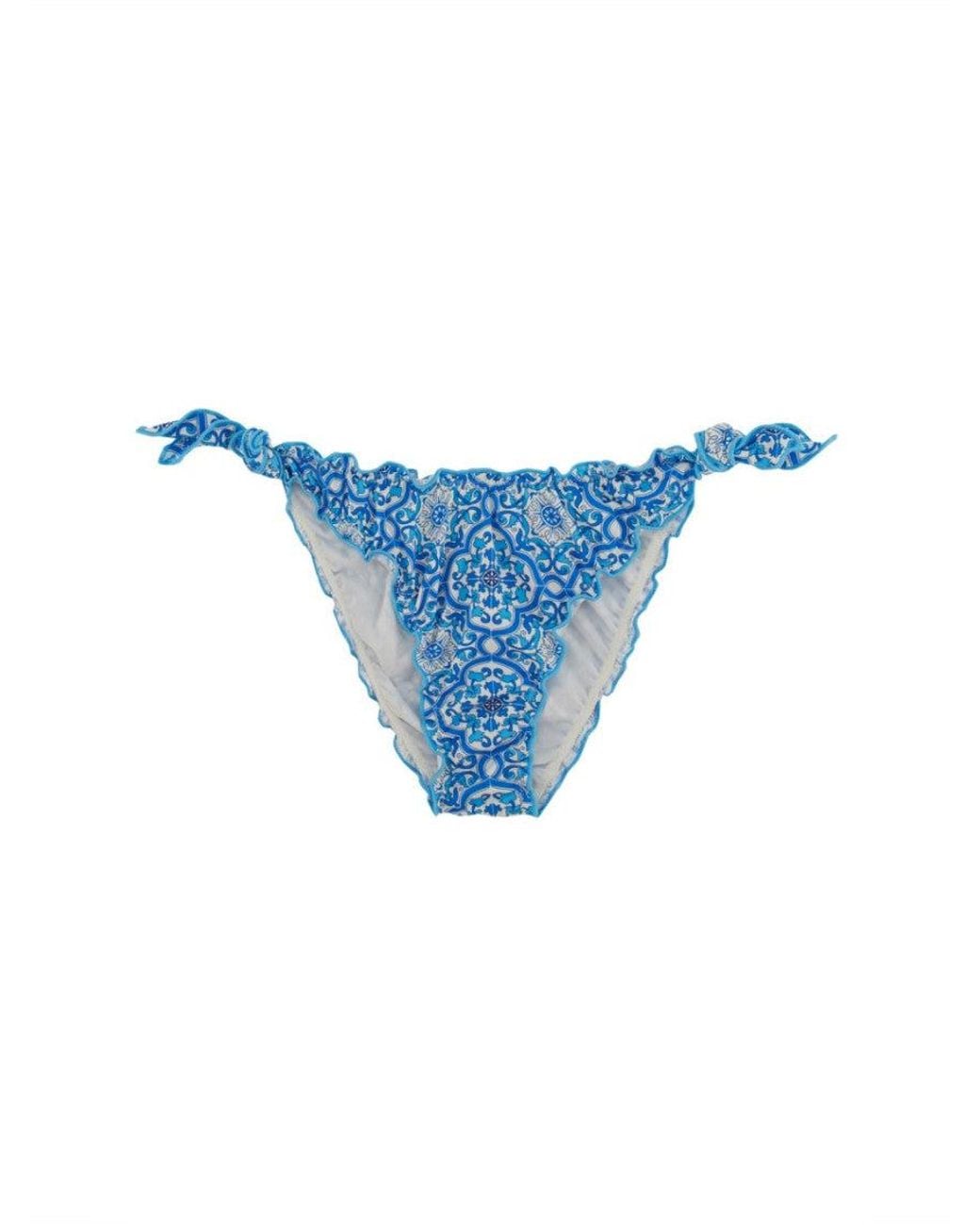 Mc2 Saint Barth Blue Printed Bikini Bottom Swimwear