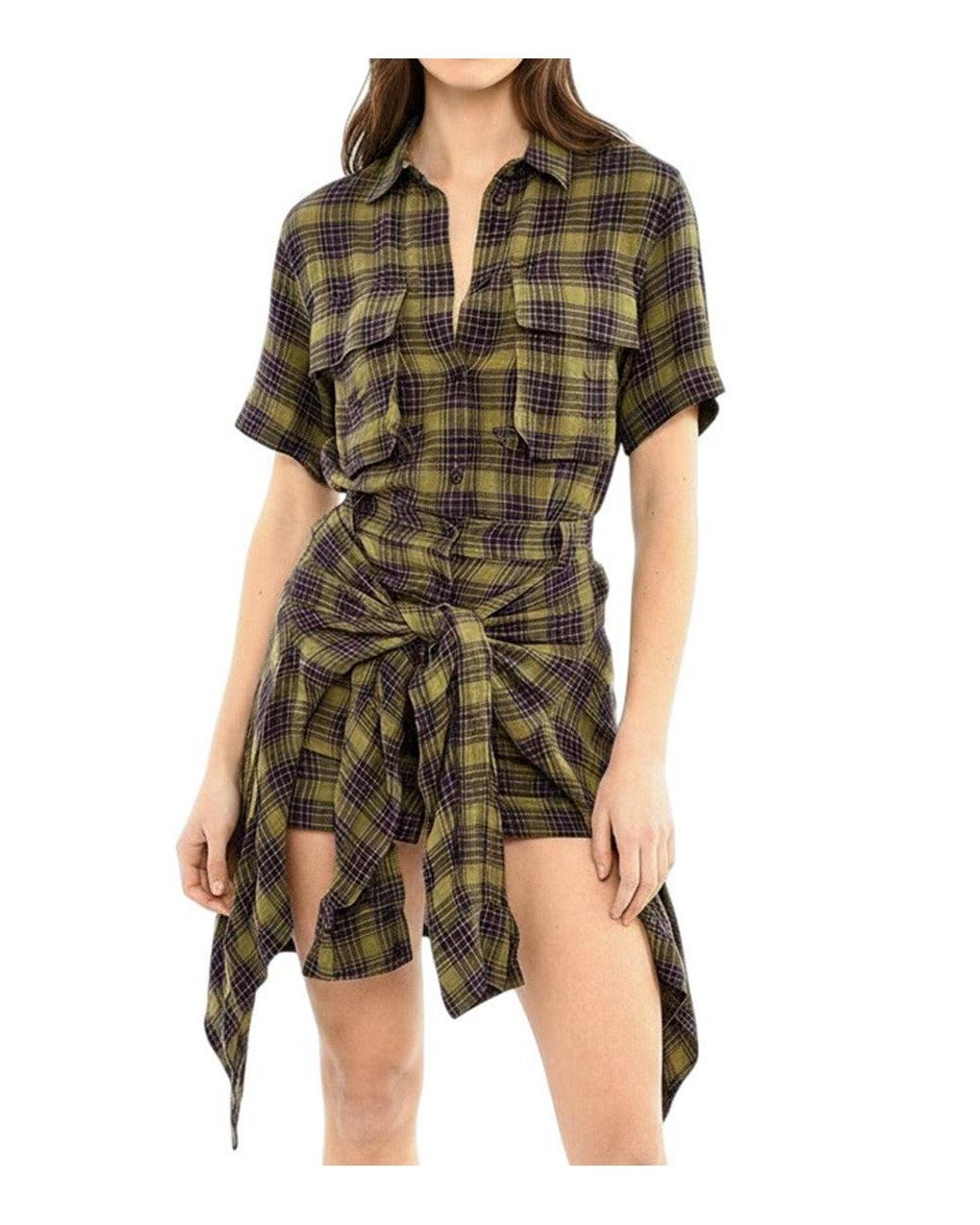 DIESEL Black Checks Shirt Collar Mini Dress