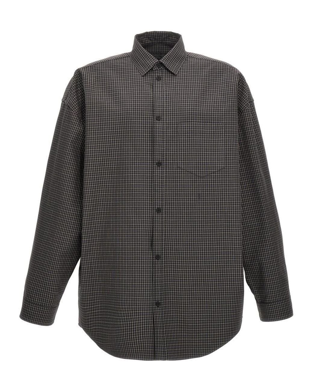 Balenciaga Gray Check Print Shirt