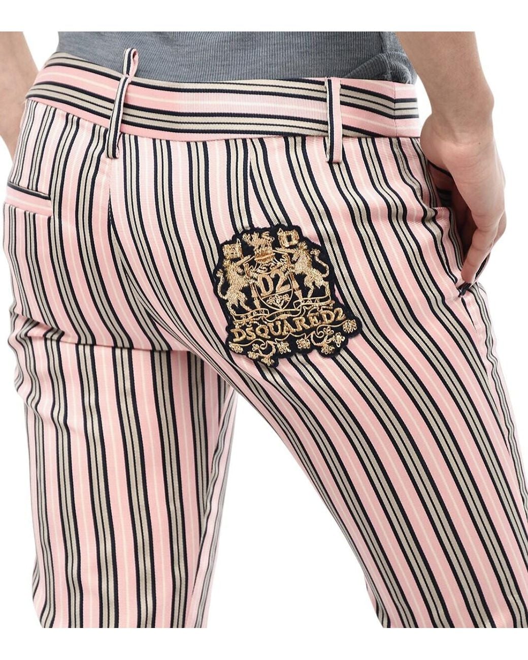DSquared² Pink Straight Stripes Pants