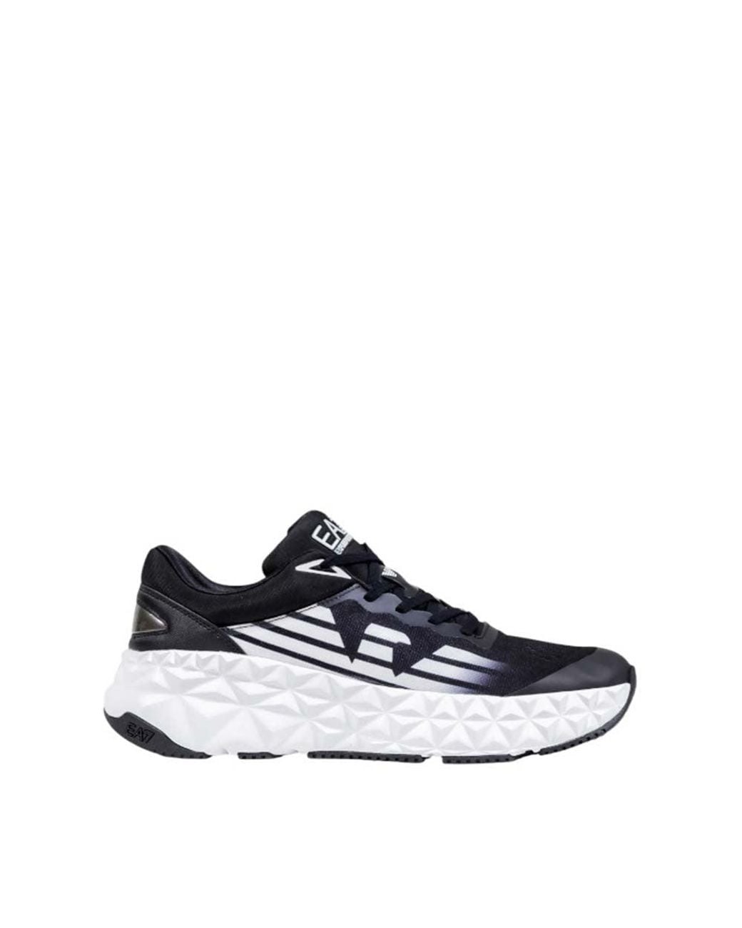 EA7 Blue Black And White Polyester Athletic Sneakers for men