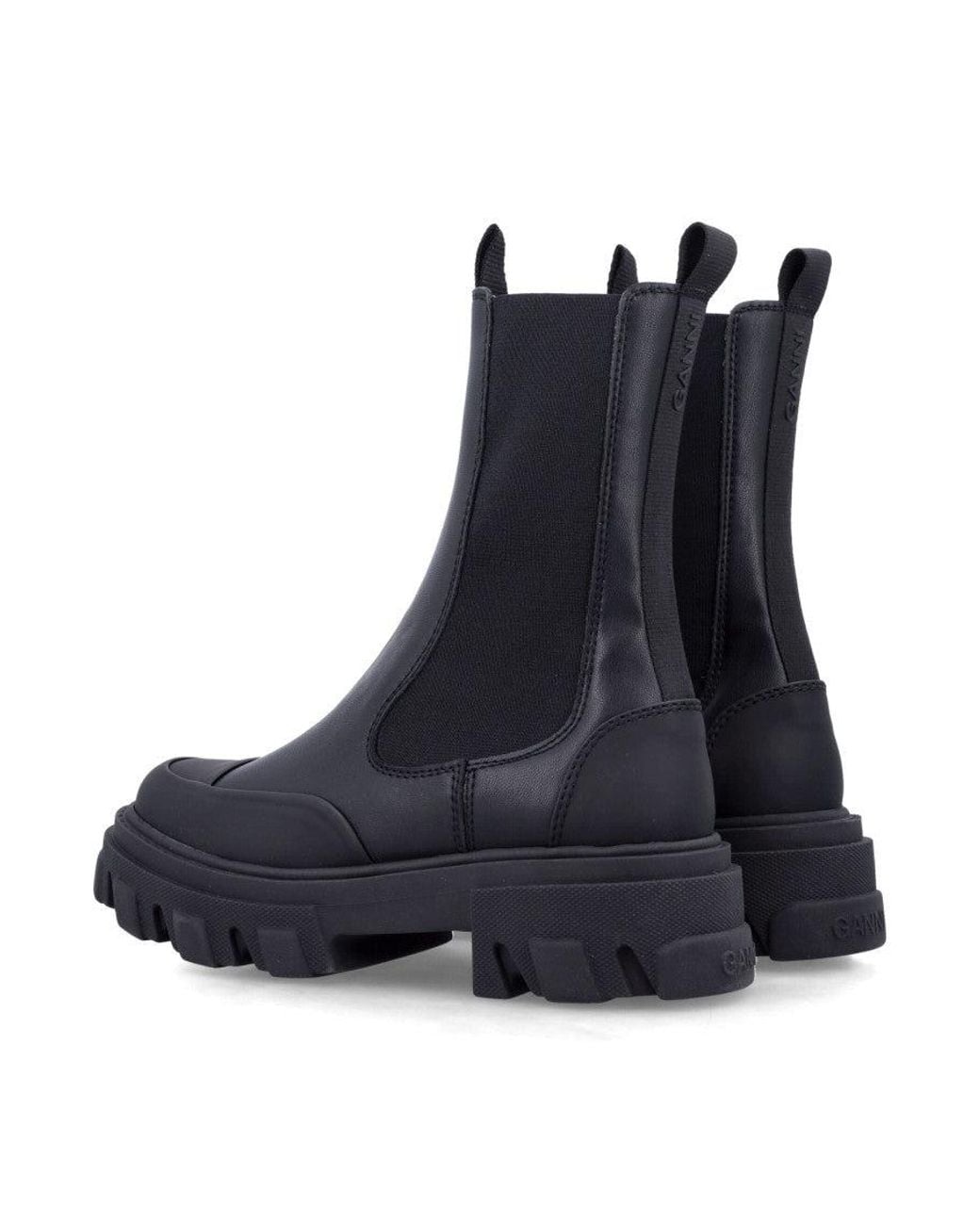 Ganni Blue Mid Cleated Chelsea Boots