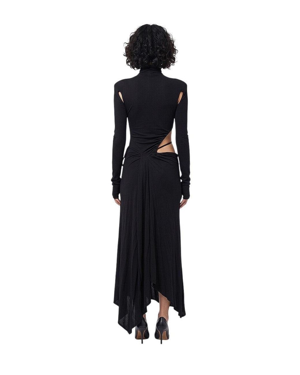 Off-White c/o Virgil Abloh Black Logo Turtle Neck Midi Dress