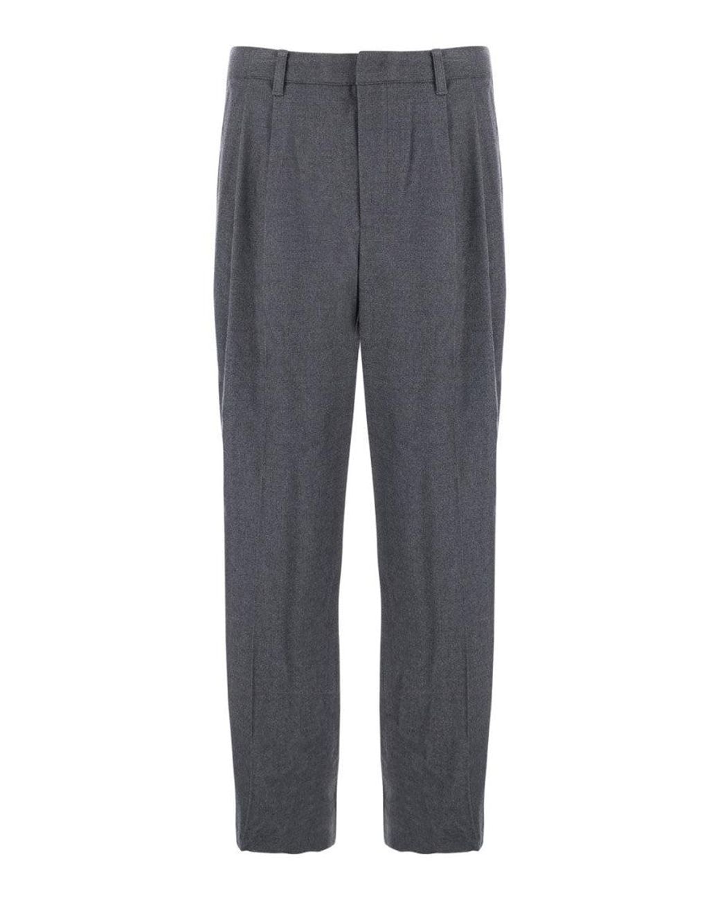 DUNST Gray Straight Pleated Pants for men