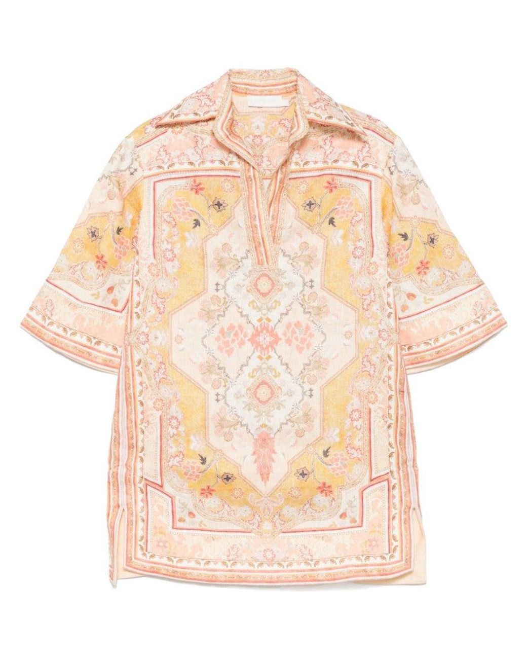 Zimmermann Natural Wylie Printed Linen Tunic