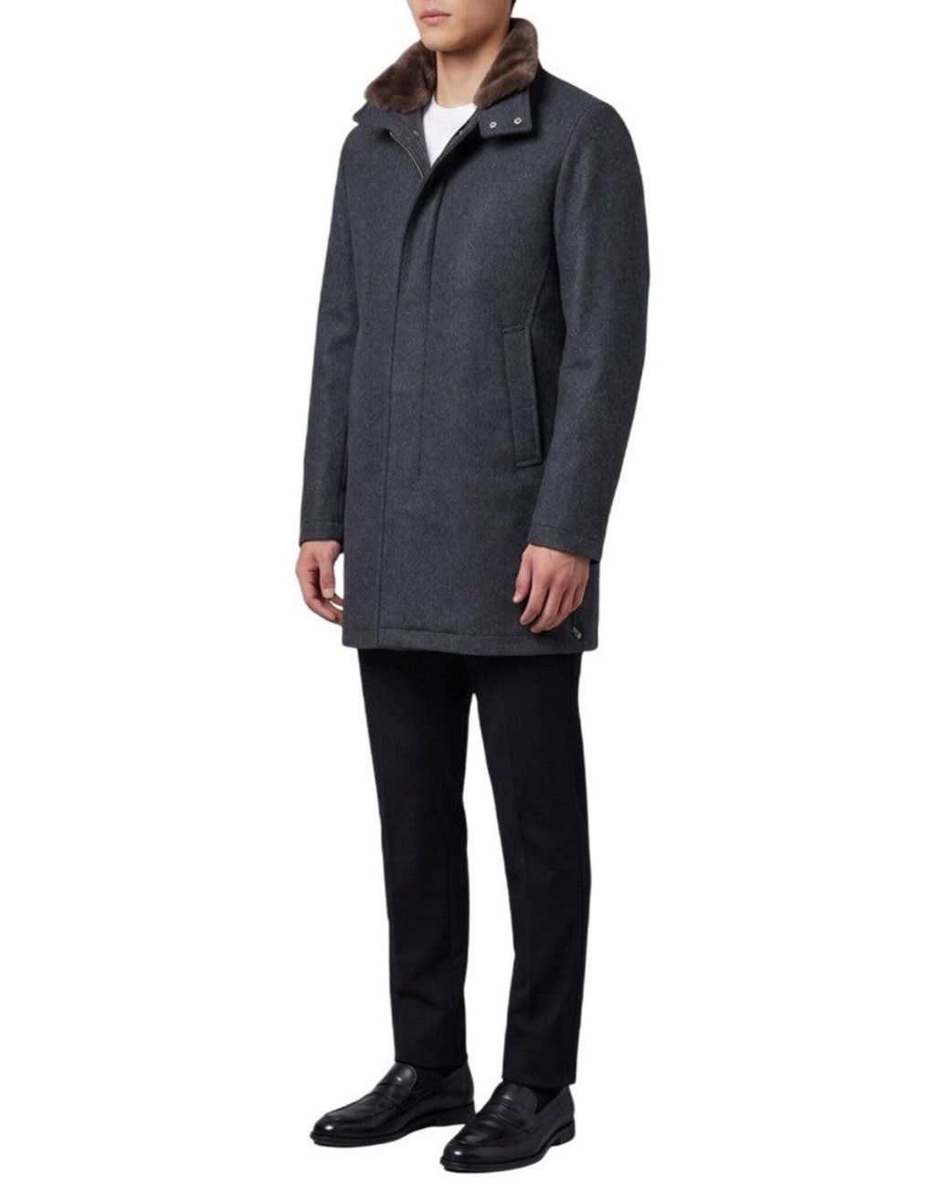 Herno Blue Regular Wool Coat for men