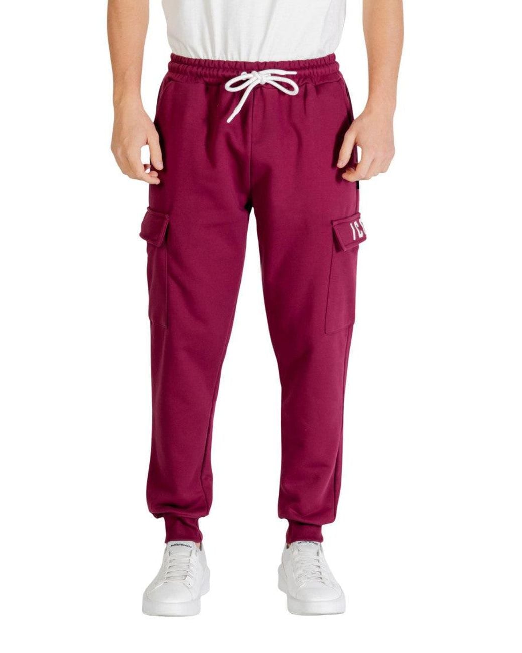 ICON DENIM Red Drawstring Joggers for men