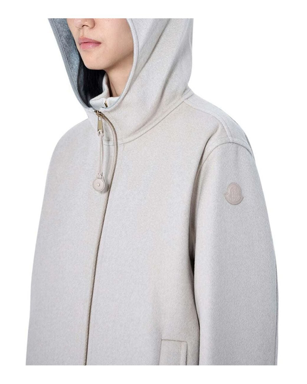 Moncler Gray Solid Hood Jacket