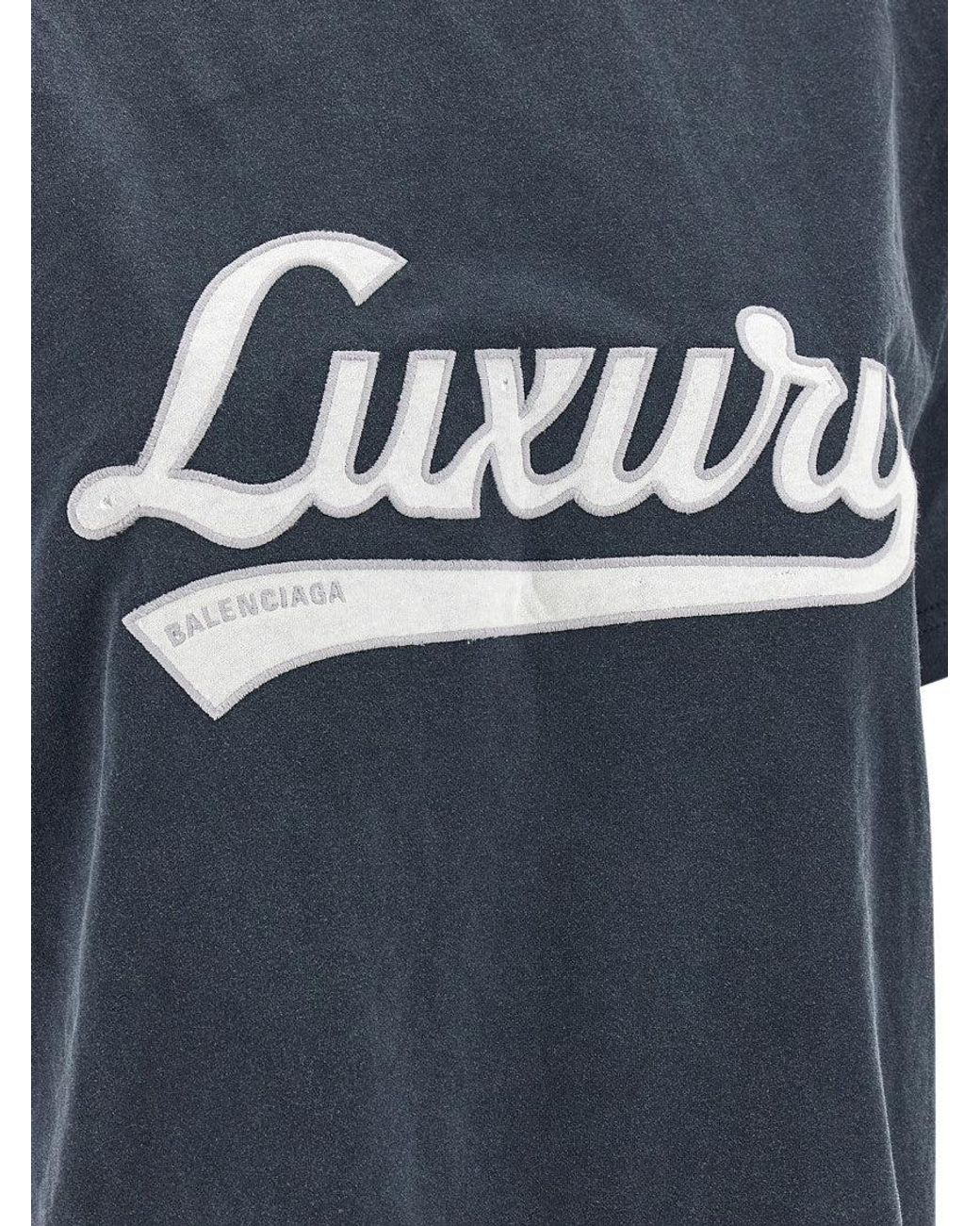 Balenciaga Blue Embroidery T-Shirt