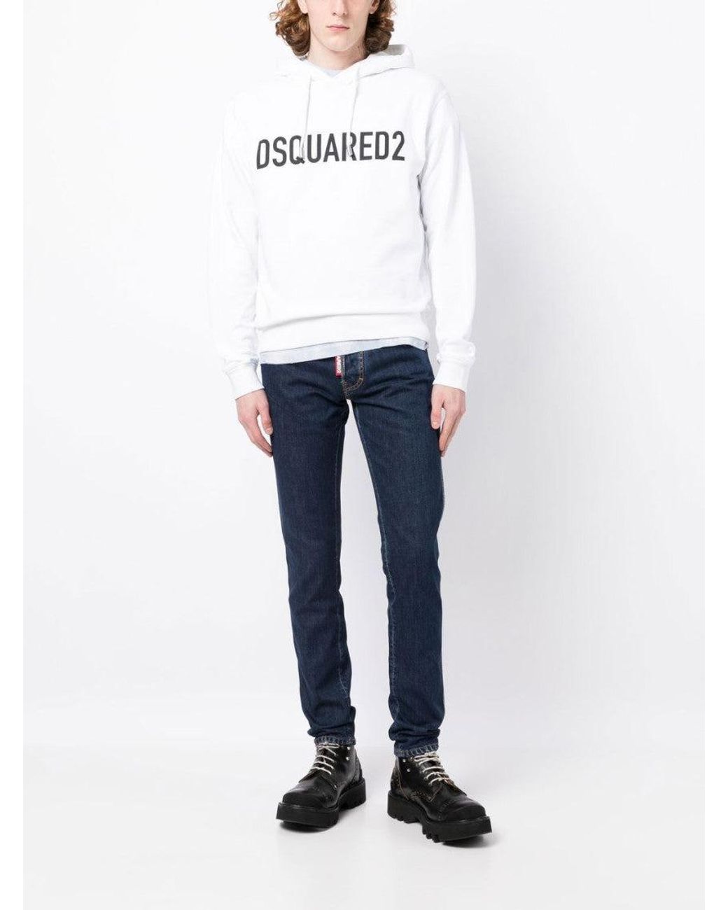 DSquared² White Logo-Print Hoodie for men