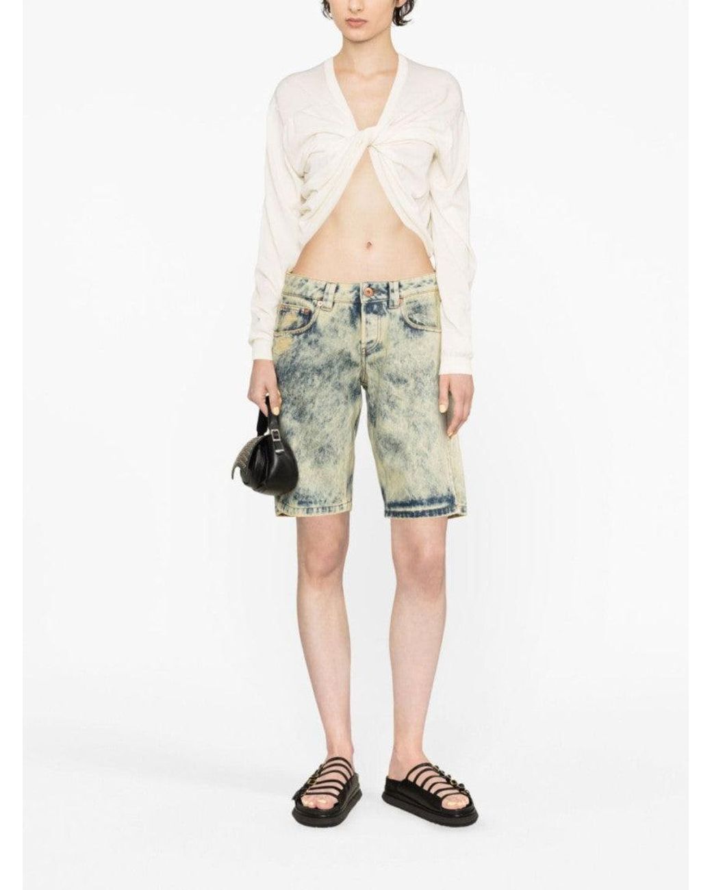 VAQUERA Gray Denim Split Shorts