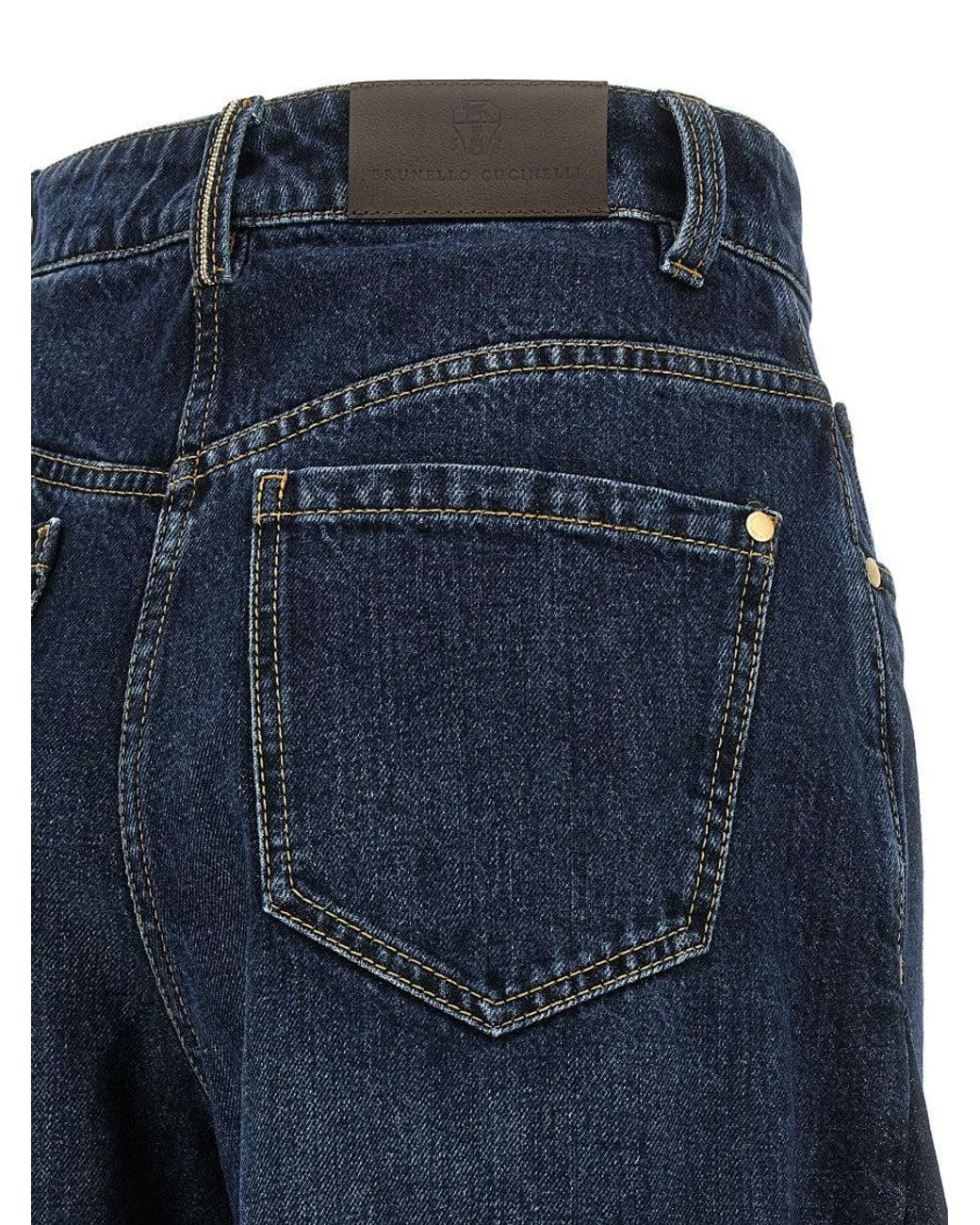 Brunello Cucinelli Blue Wide Barrel Jeans