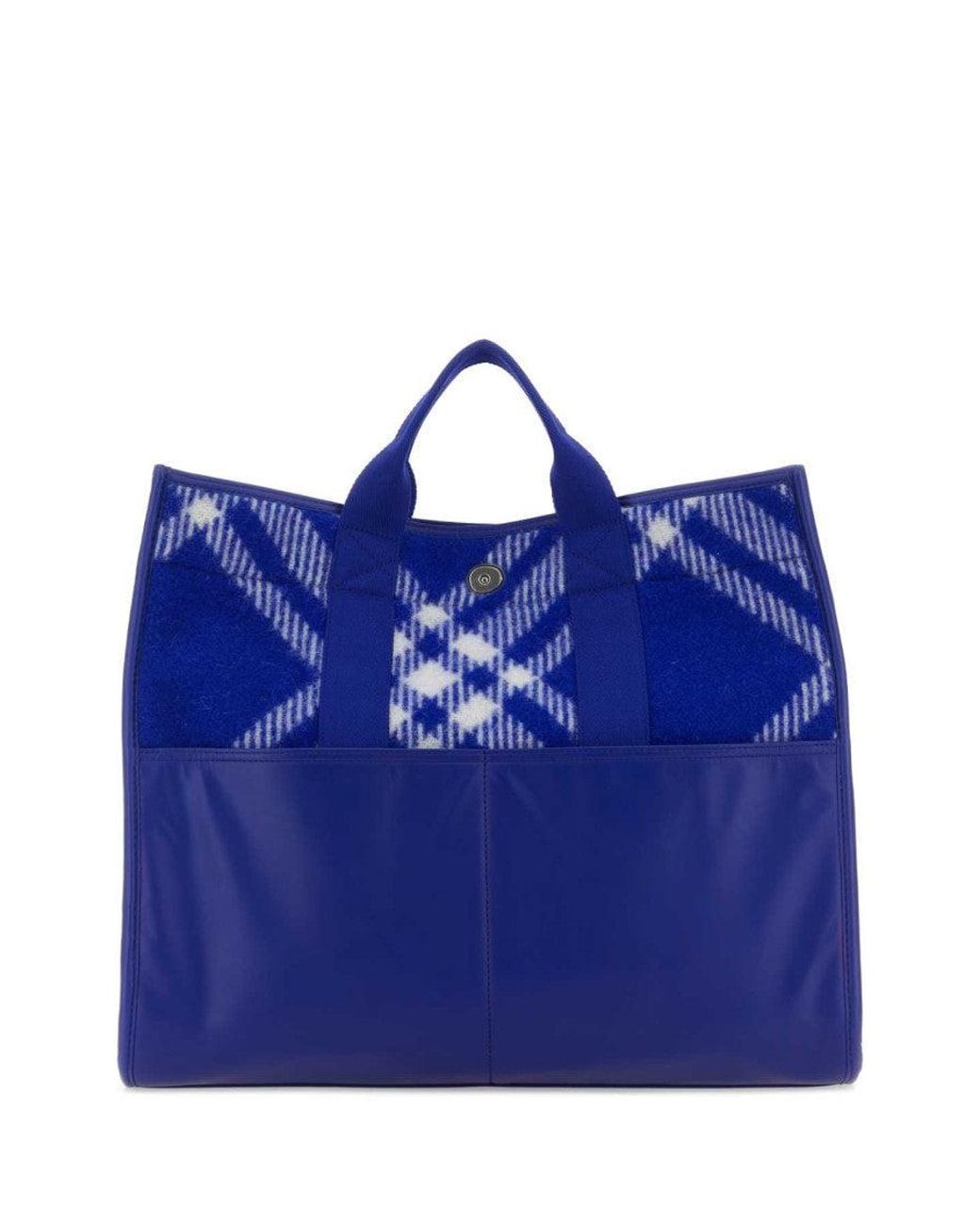 Burberry Blue Check-Pattern Tote Bag for men