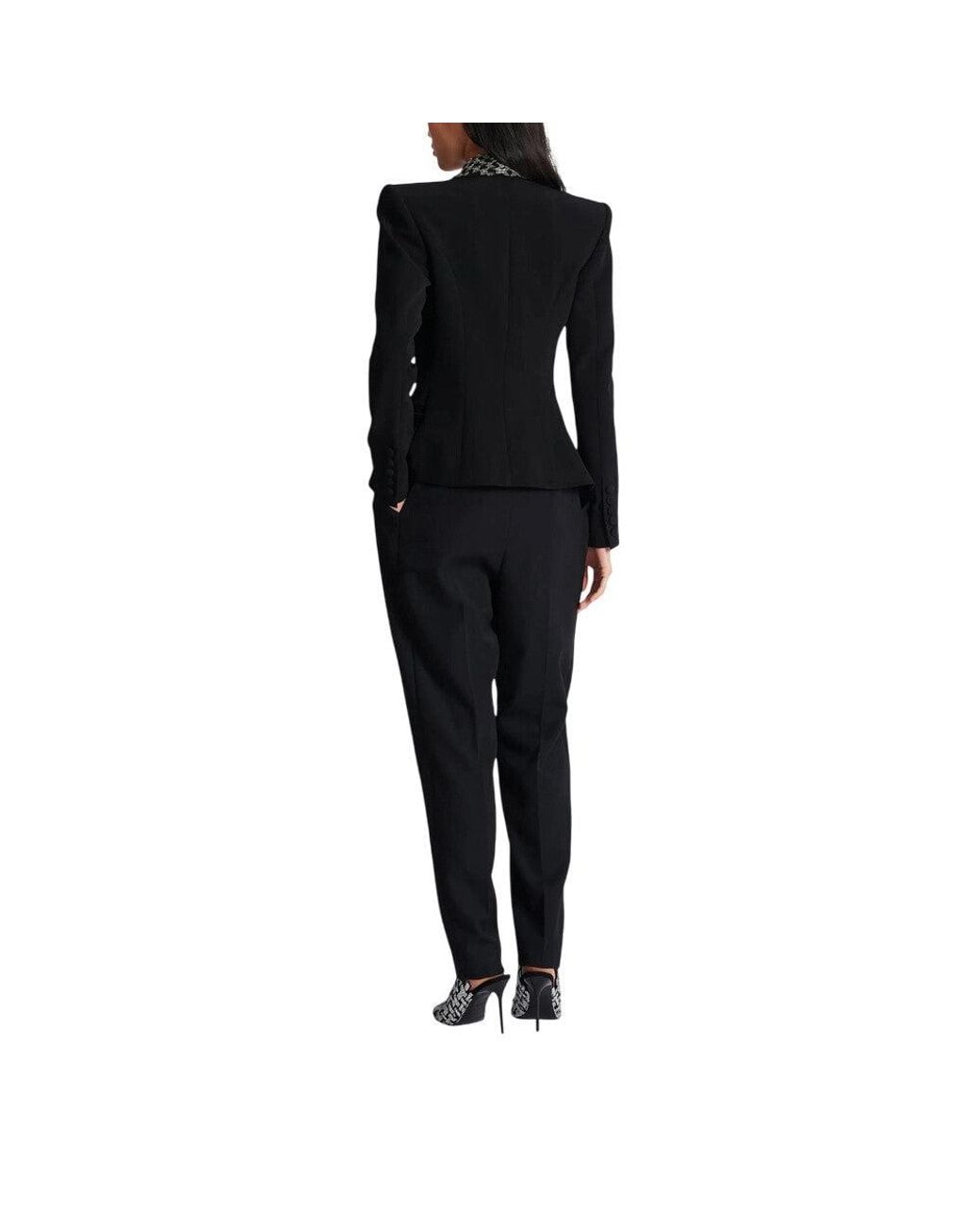 Balmain Black Embroidered Peaked Lapel Blazer
