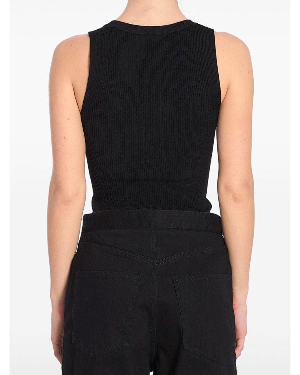 Alaïa Blue Sleeveless Ribbed Knit Bodysuit