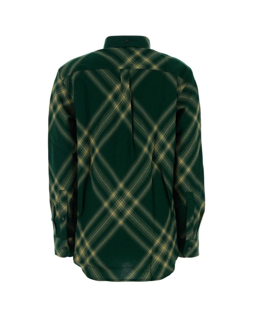 Burberry Green Checks Button Down Collar Shirt