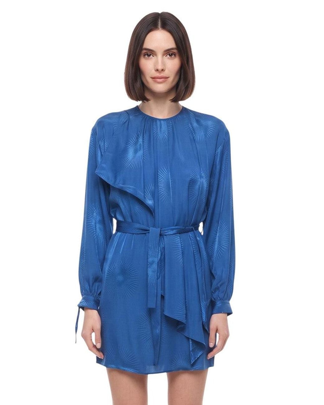 Stella McCartney Blue Textured Round Neck Mini Dress