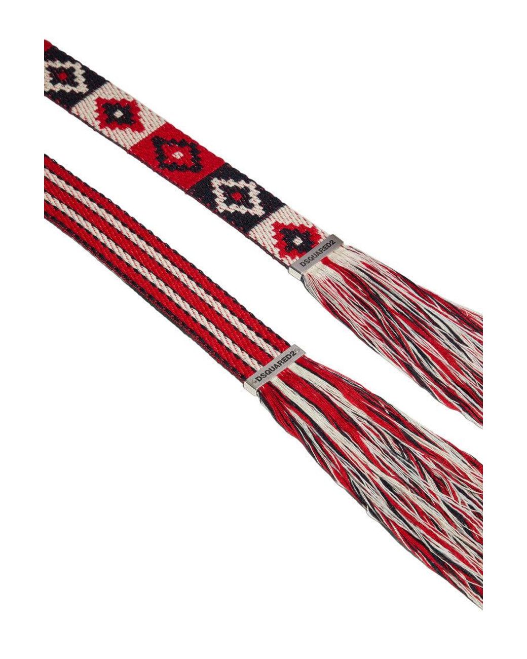 DSquared² Red Printed Tie Belt