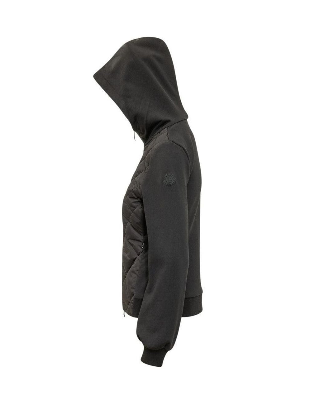 Moncler Black Zip-Up Sweatshirt With Quilted Hood