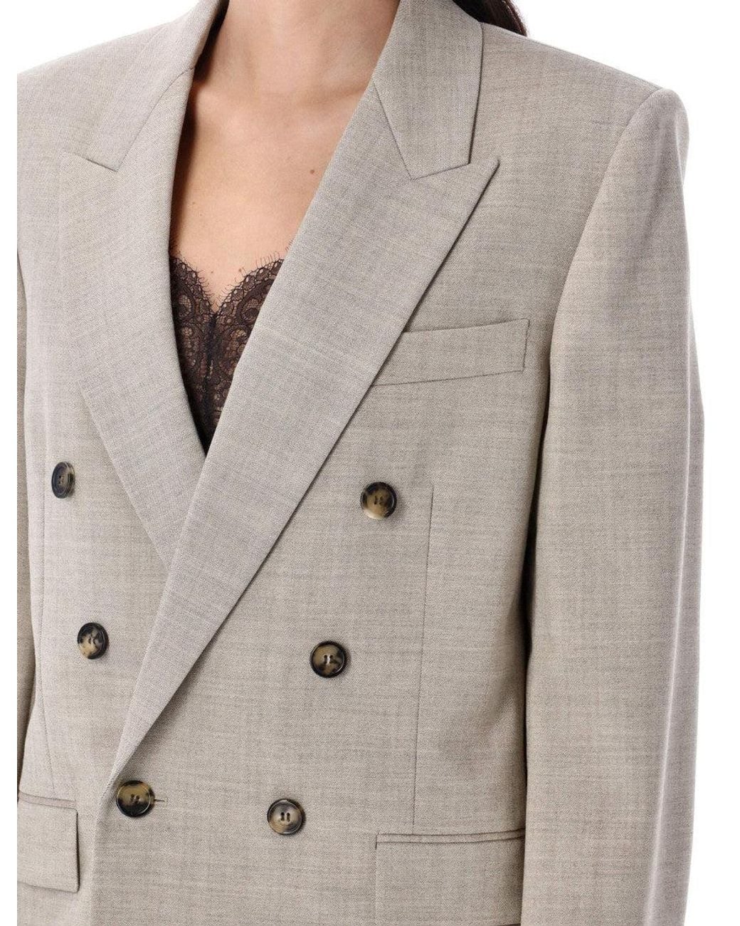 Saint Laurent Gray Cappuccino Wool Blazer